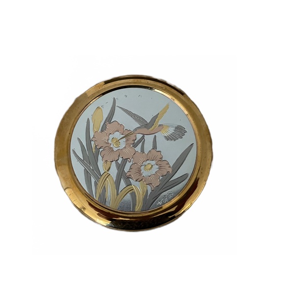 The Art of Chokin 24KT Gold-Edged Trinket Box/Plate Hummingbird Set 3 Pcs - Picture 4 of 7